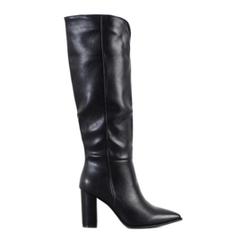 Seastar Eleganckie Kozaki Z Eko Skóry czarne