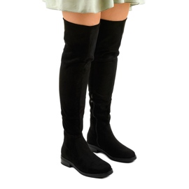 Czarne botki płaskie z długą cholewką Aeleosa