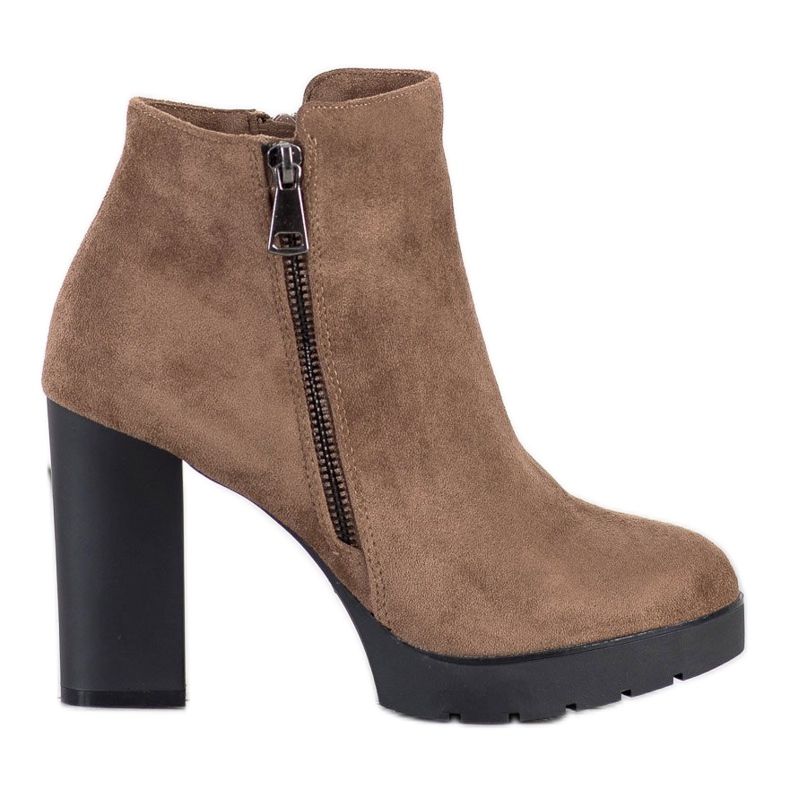 Small Swan Botki Na Wysokim Obcasie brązowe