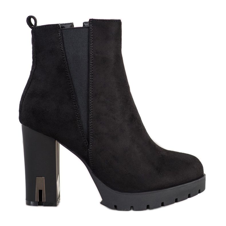 Super Mode Botki Z Matowym Obcasem czarne