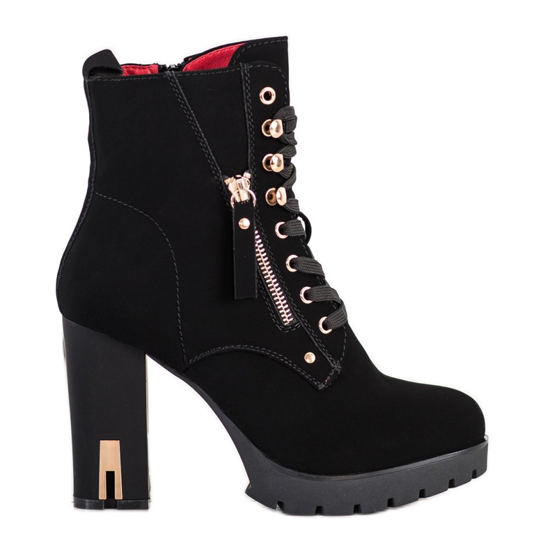 Super Mode Modne Botki Na Obcasie czarne