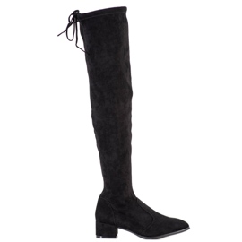 SHELOVET Muszkieterki Na Niskim Słupku czarne