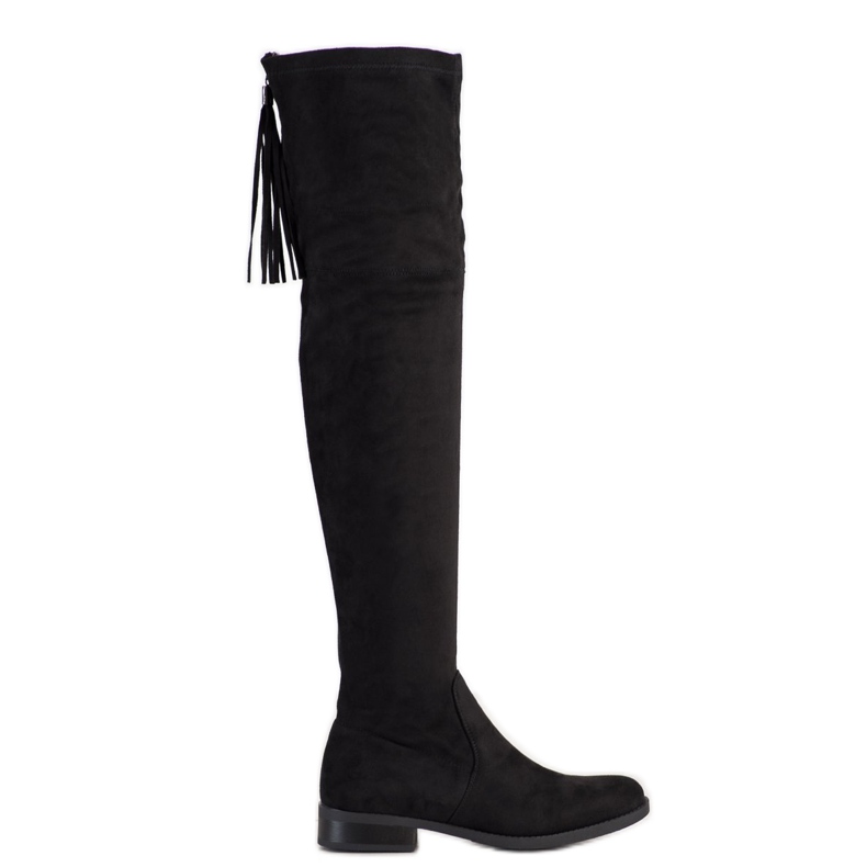 Forever Folie Wysokie Muszkieterki Z Frędzlami czarne