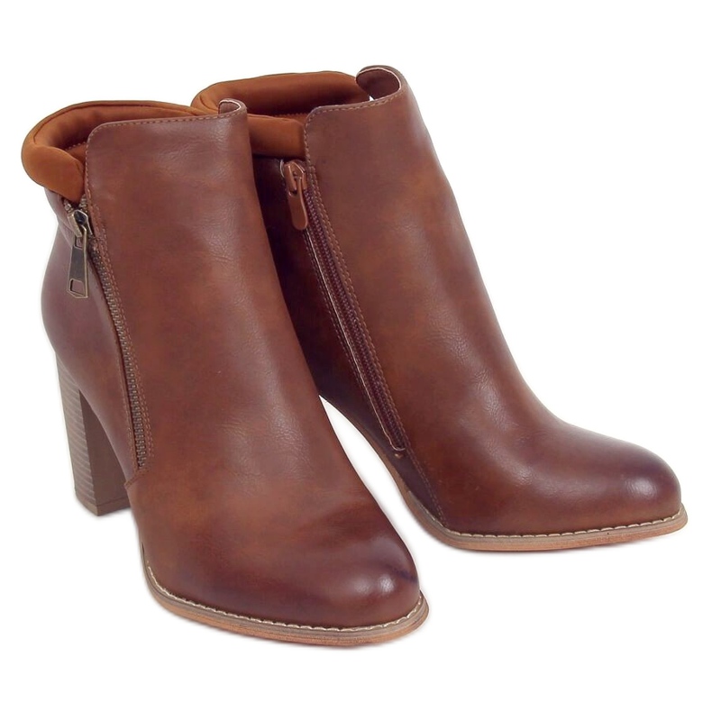 Botki na obcasie camel 4599 Camel brązowe