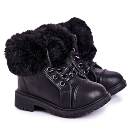 Dziecięce Ocieplane Traperki Z Futerkiem Czarne Nella