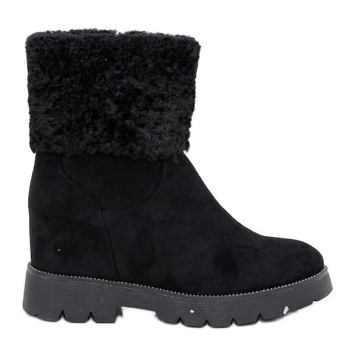 Czarne zamszowe botki ocieplane Bodri