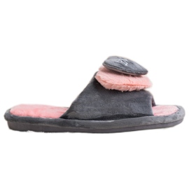 Bona Ciepłe Kapcie Z Serduszkiem różowe szare