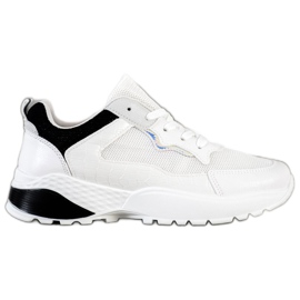 SHELOVET Sneakersy Z Czarnymi Wstawkami białe czarne szare
