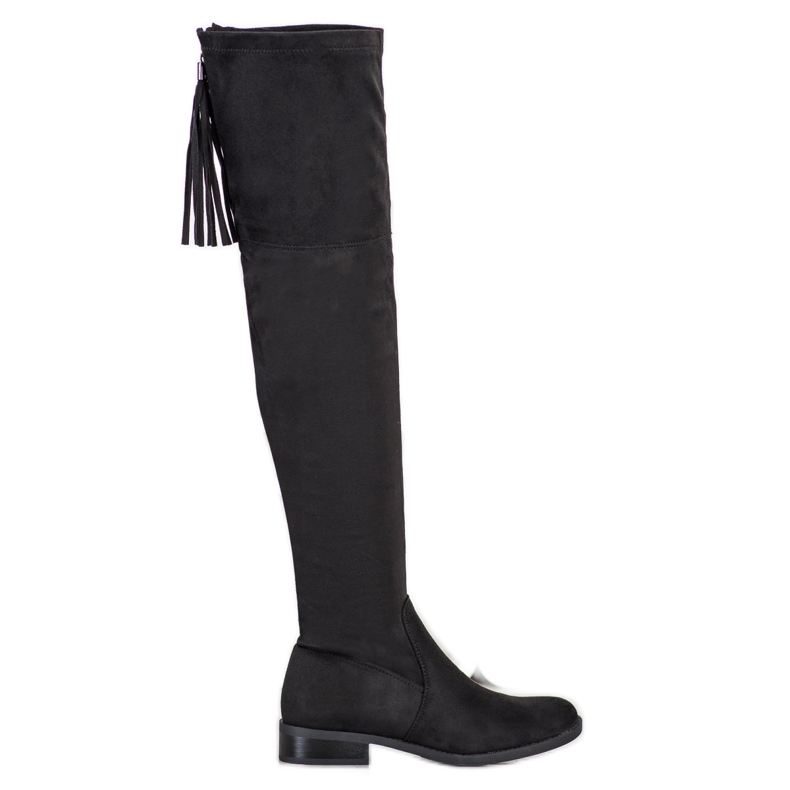 Forever Folie Wygodne Muszkieterki Z Frędzlami czarne