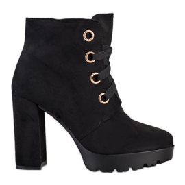 Juliet Sznurowane Botki Na Obcasie czarne