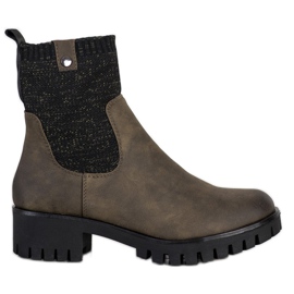 Daszyński Wsuwane Botki Na Platformie zielone