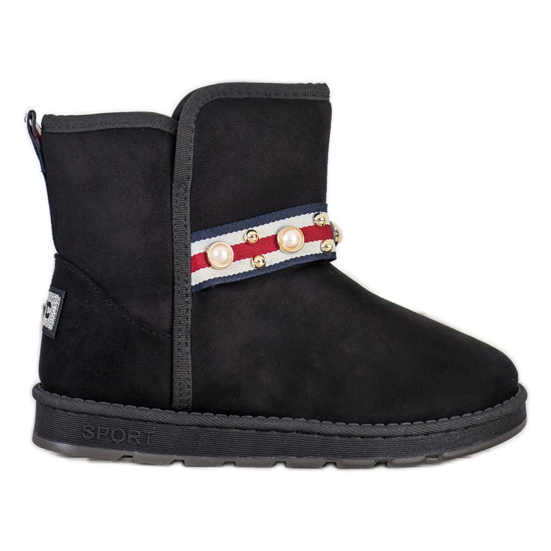 Bona Mukluki Z Ozdobnym Paskiem czarne