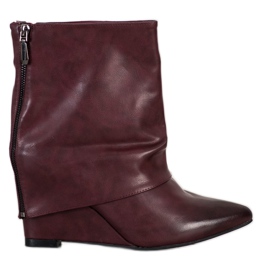 Sweet Shoes Botki Na Koturnie Fashion czerwone