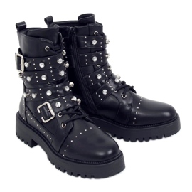 Botki militarne z ćwiekami czarne NS176P Black