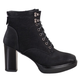 Sabatina Sznurowane Botki Na Słupku czarne