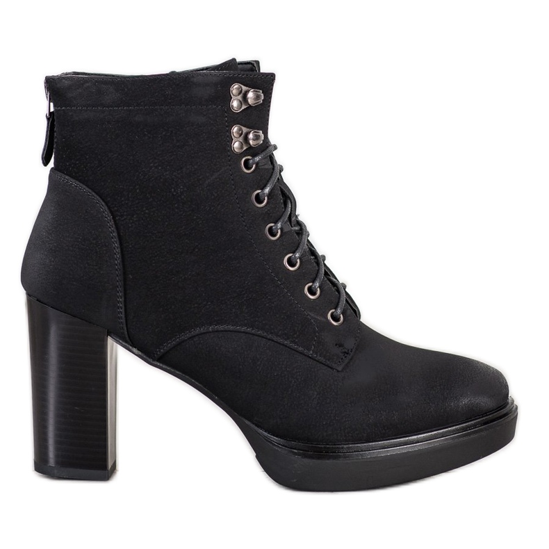 Sabatina Sznurowane Botki Na Słupku czarne