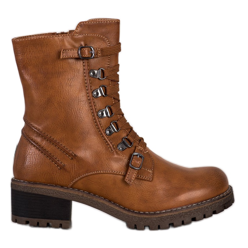 Super Mode Sznurowane Brązowe Workery