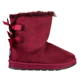Bona Bordowe Mukluki Z Kokardkami czerwone