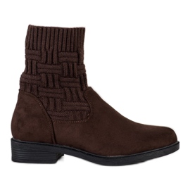 SHELOVET Wsuwane Zamszowe Botki brązowe