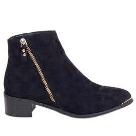 Botki migdałowe noski zamszowe czarne 88168-1 Black