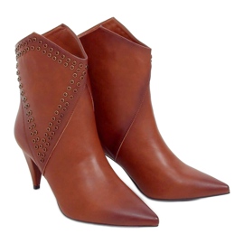 Botki na szpilce camel RB78P Camel brązowe