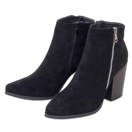 Botki na szerokim obcasie czarne TX-1873 Black