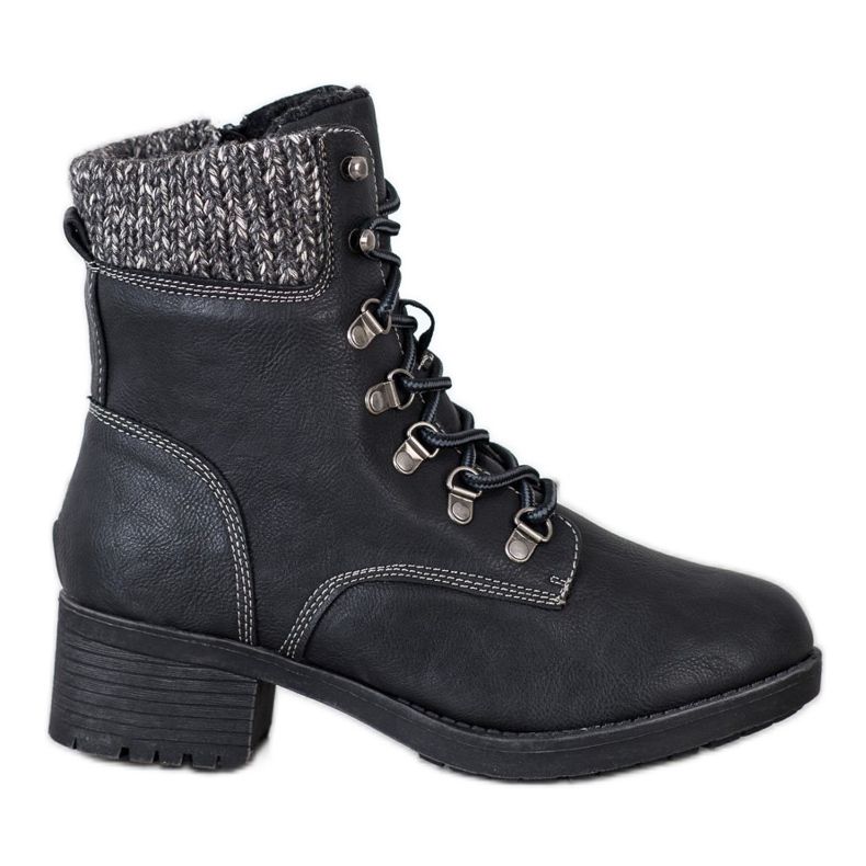 Queentina Ocieplane Botki Na Słupku czarne szare