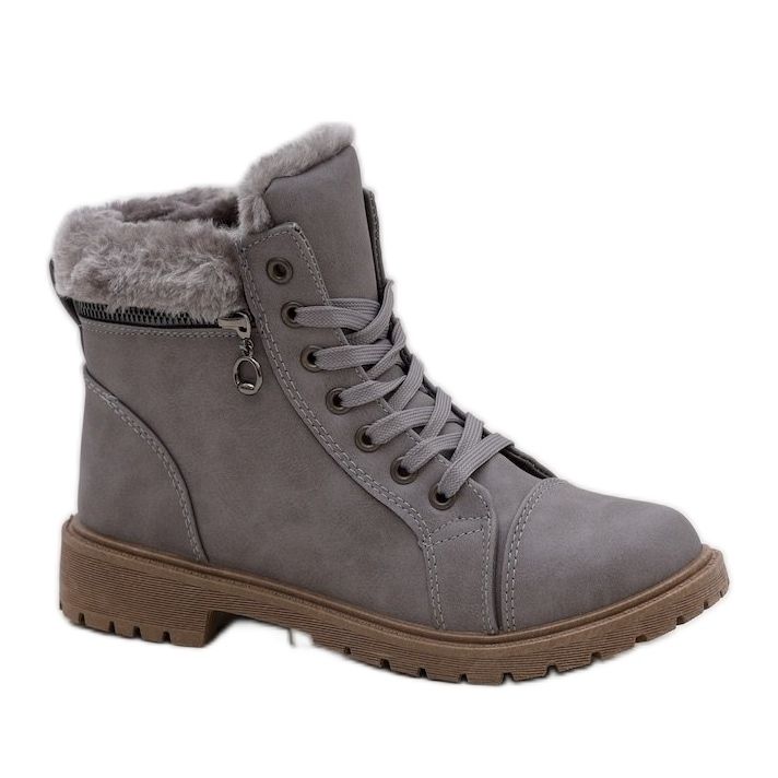 Szare traperki botki ocieplane Dorfir