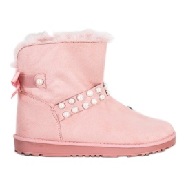 Queentina Różowe Mukluki Z Perełkami