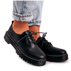 Damskie Klasyczne Półbuty Oxfordy Na Platformie S.Barski HX62 Czarne