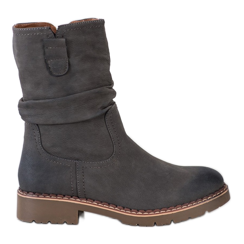 Super Mode Botki Z Marszczoną Cholewką szare