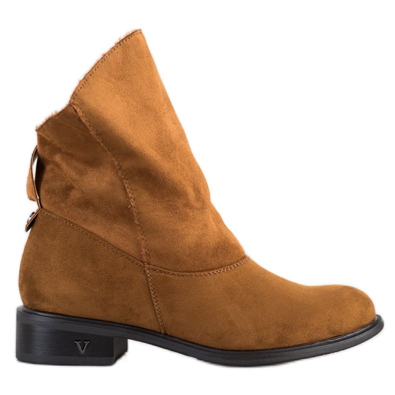 Weide Botki Z Szeroką Cholewką brązowe żółte