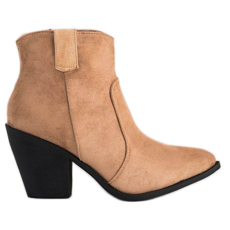 Small Swan Modne Botki W Szpic beżowy