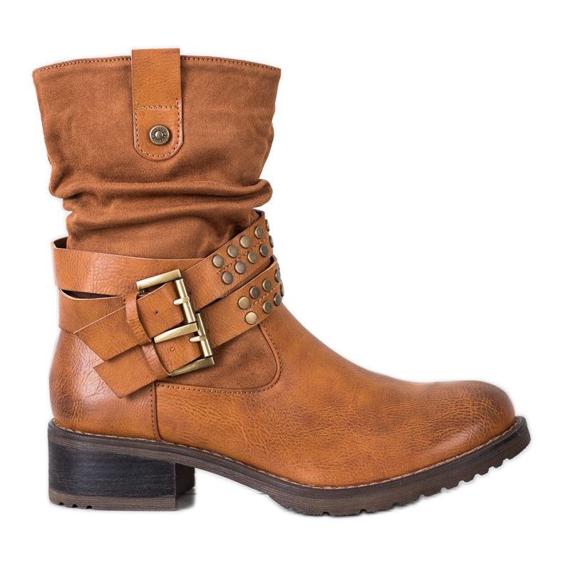 Super Mode Wygodne Camelowe Workery brązowe