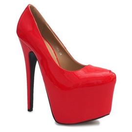 Wysokie Lakierowane Szpilki Na Platformie D905 Czerwony czerwone
