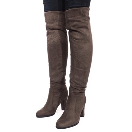 Zamszowe Kozaki Na Słupku K953 Zielony zielone