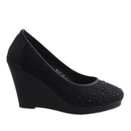 Black Czółenka Na Koturnie M-27 czarne