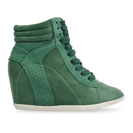 Sneakers Trampki Na Koturnie 950C Zielony zielone