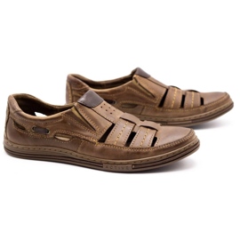 Polbut Buty męskie ażurowe 06 na lato brązowe