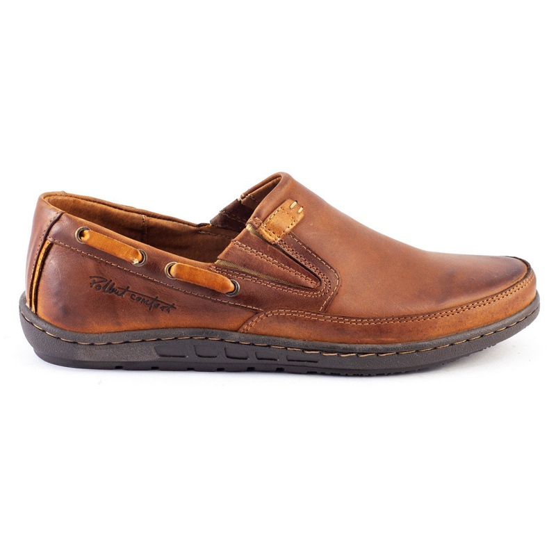 Polbut Buty męskie mokasyny J68/2 camel pomarańczowe