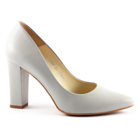 Clasicco Czółenka damskie na słupku 1089 jasno szare