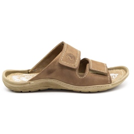 Klapki męskie 048 Brąz brązowe