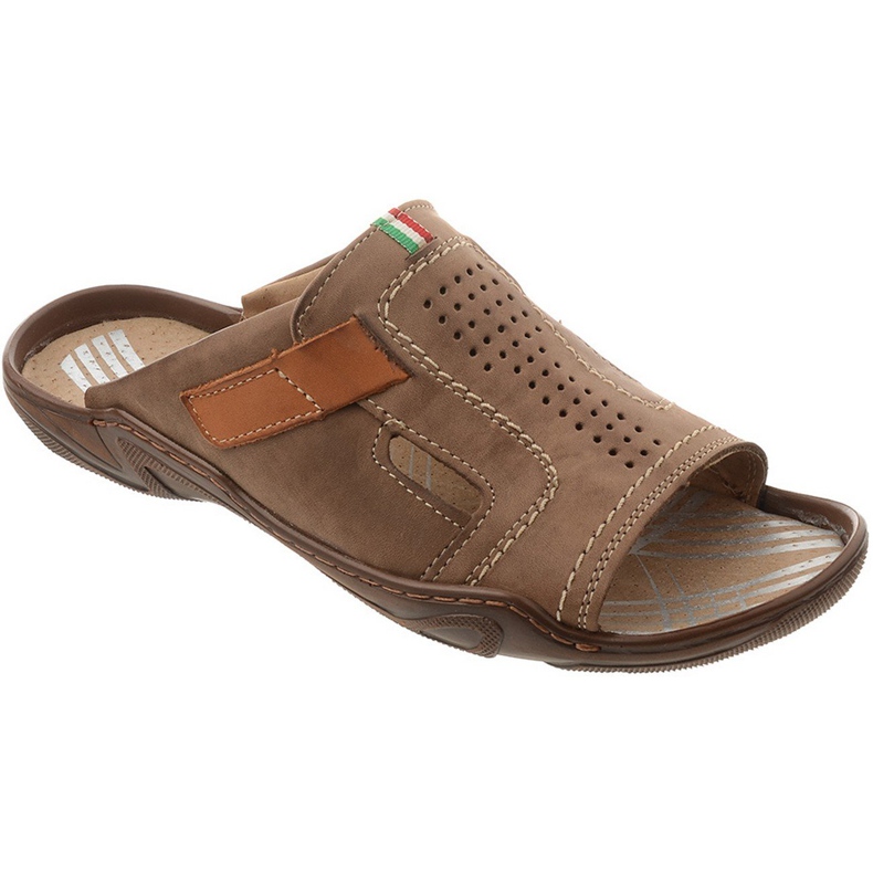 Klapki męskie 307 brąz brązowe