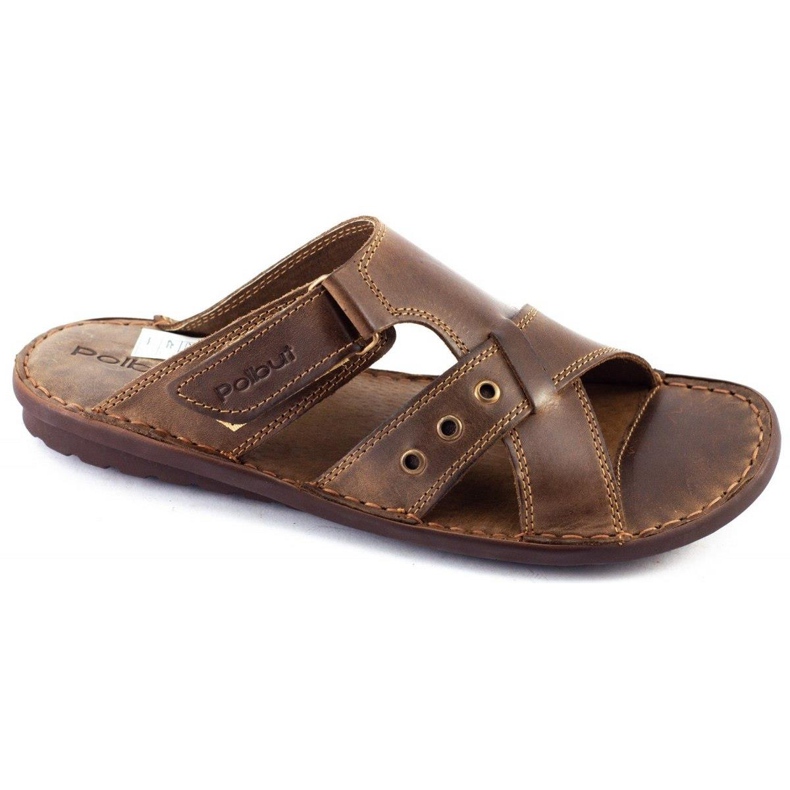 Polbut Klapki męskie SA05 brązowe