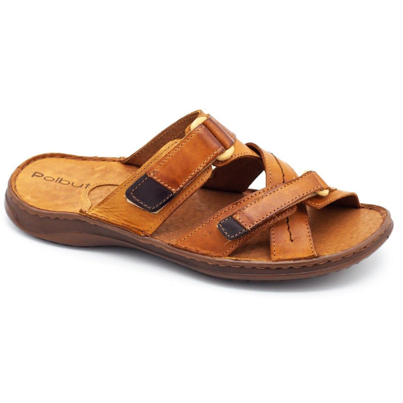 Polbut Klapki męskie SA06 rude pomarańczowe