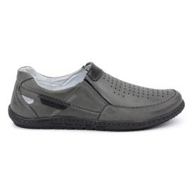 Olivier Mokasyny męskie skórzane na lato 602 szare