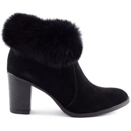 Olivier Ocieplane botki Maia z futerkiem czarne