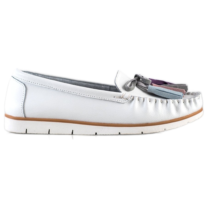 Evento Skórzane Mokasyny Z Frędzlami białe
