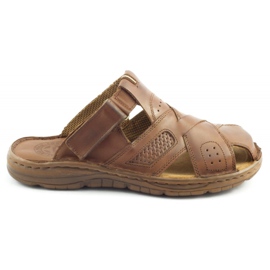 ŁUKPOL Klapki męskie 868 brązowe