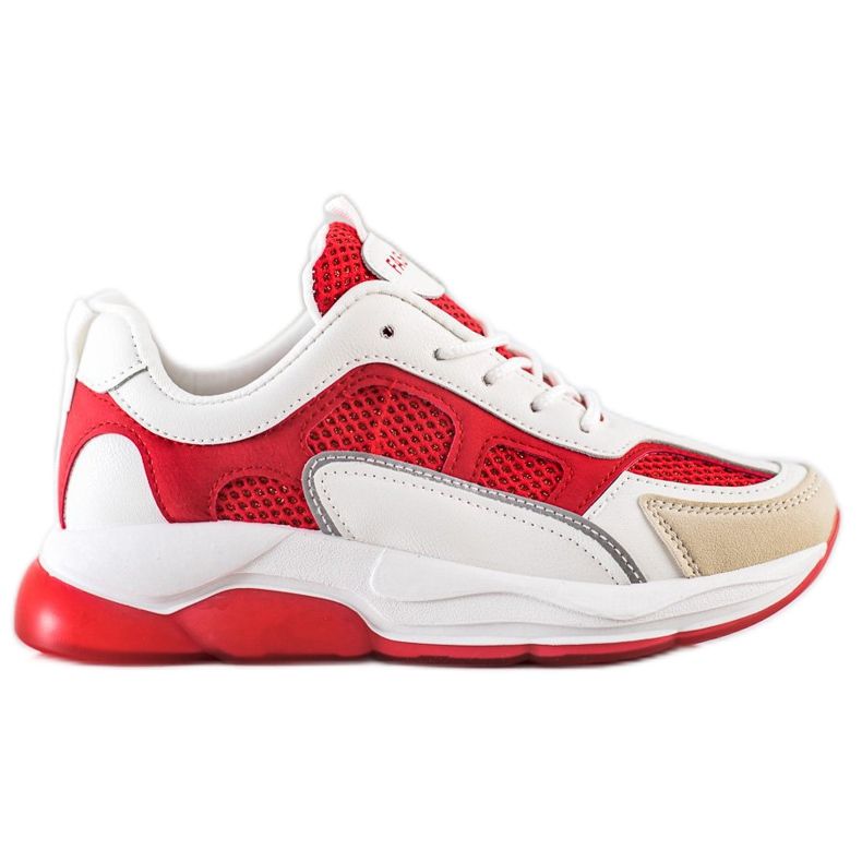 Via Giulia  Sneakersy Z Brokatem Fashion beżowy białe czerwone